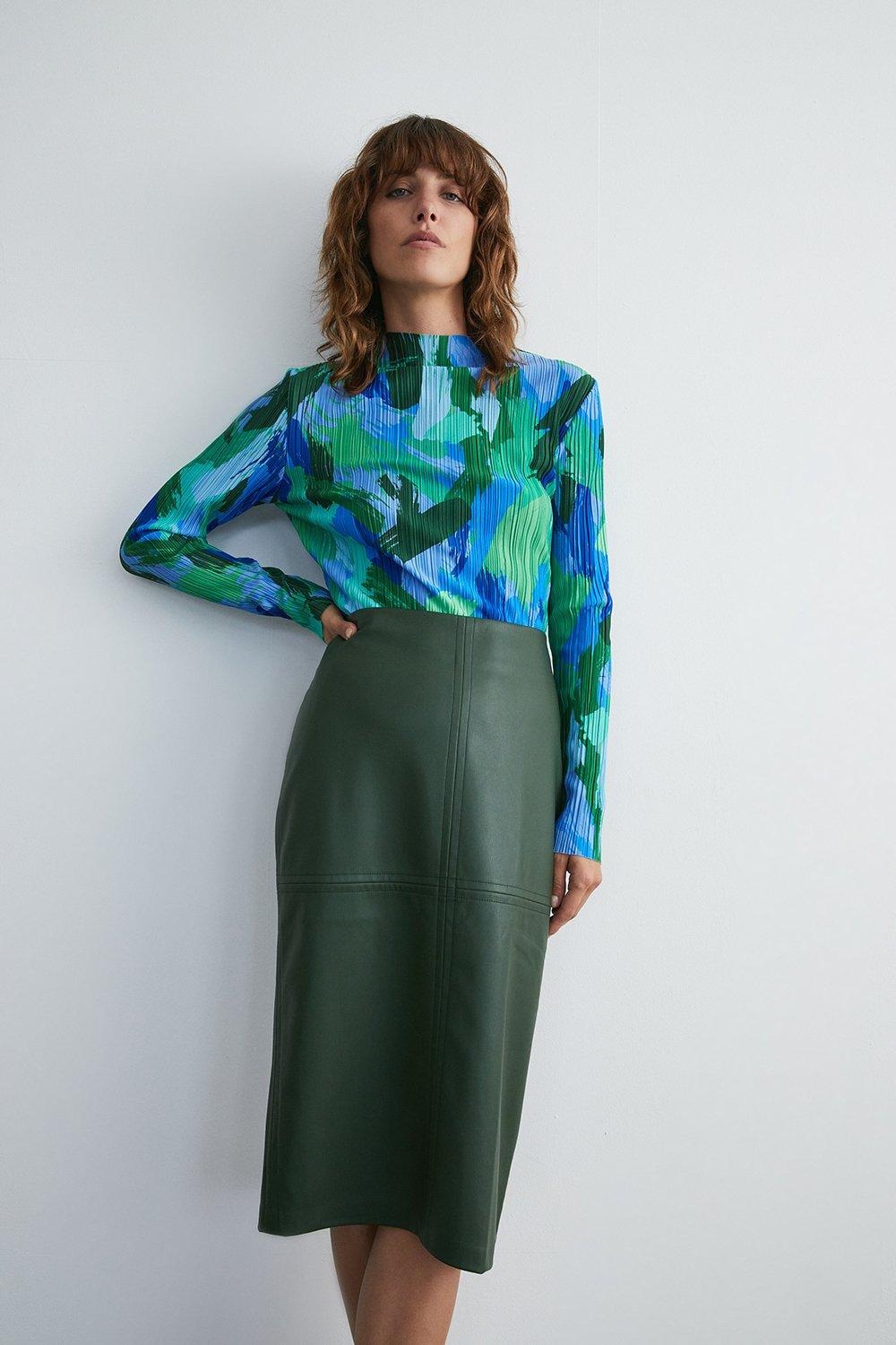 Boss green hotsell leather pencil skirt